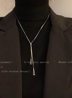 necklace women跨境希音爆款项炼女ins长版金属风几何抽拉项炼女