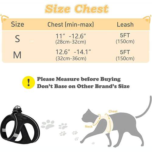 Cat Harness and Leash for Walking Escape Proof, Adjustable K