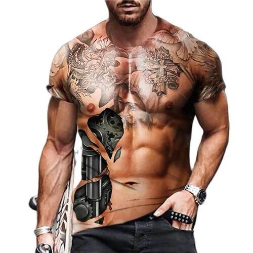 Men's Fashion Funny Muscular Men T-Shirt 3D Printing T-S