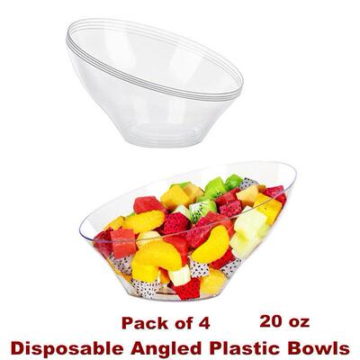 Disposable Angled Plastic Bowls Round Medium Serving Bowl