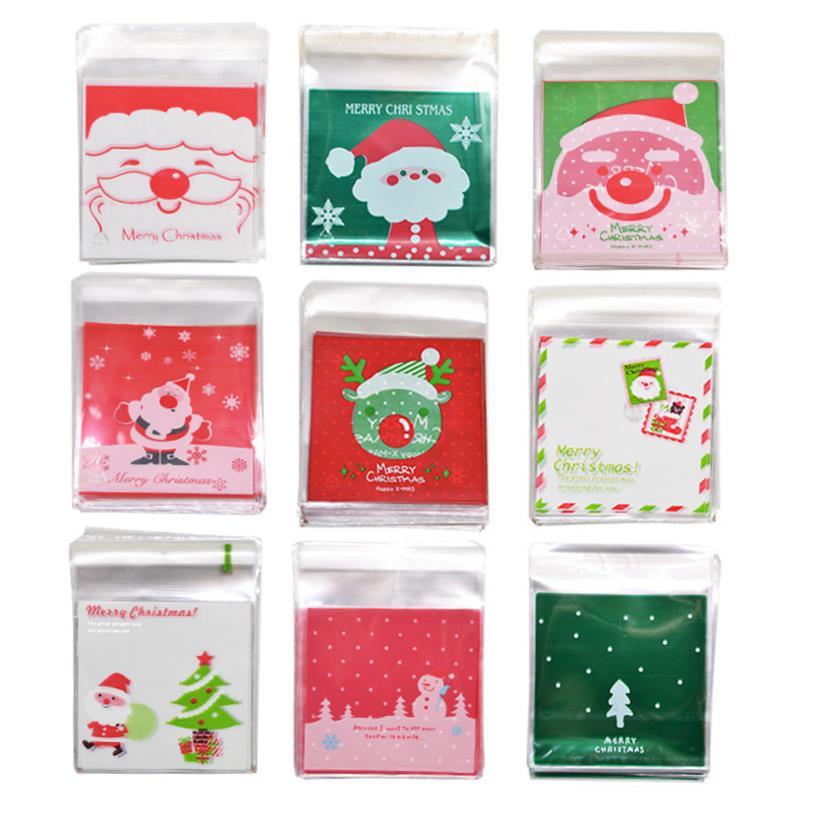 50Pcs 10x10cm Christmas Candy Cookie Gift Bags Plastic 1