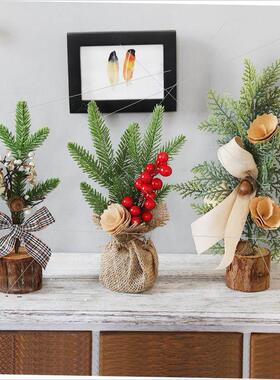 Tabletop window mini Christmas tree potted scene decoration