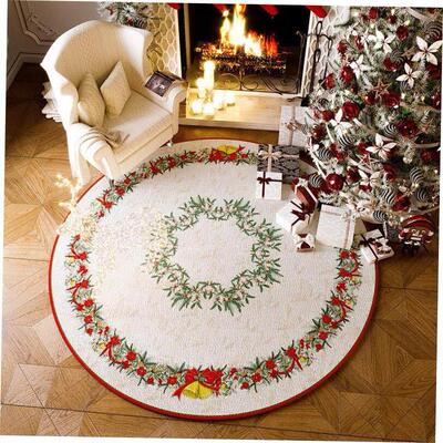 Christmas Circle Velvet Carpet Living room carpet non-slip