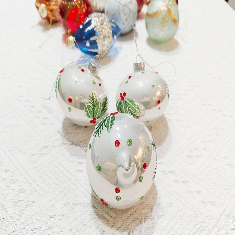 Color Xmas Balls Glass Material Christmas Tree Decoration Ne