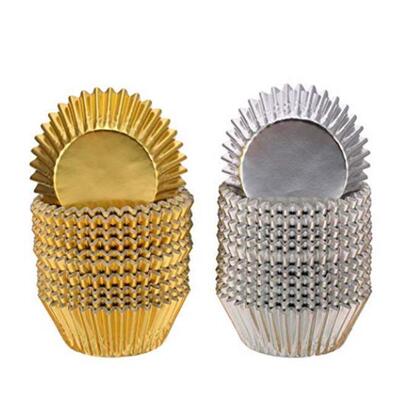 100ps Gold Sliver Foil cupcake liners金 银色铝箔锡纸蛋糕纸杯