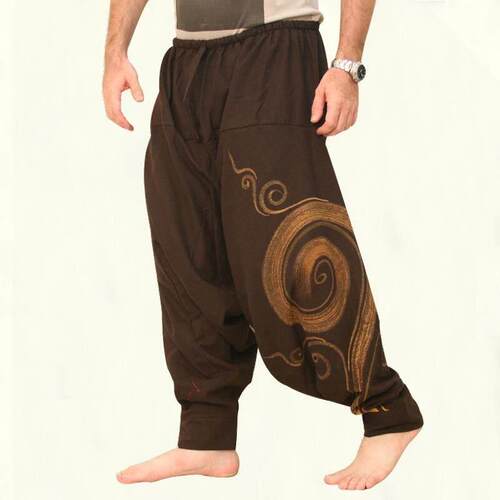 Vintage Men Pants Harem Elastic Casual Baggy Yoga Harem Pan