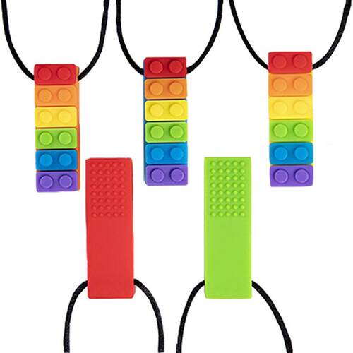 1Pc Sensory Chew Necklace Brick Chewy Kids Silicone Biting