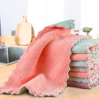 Double-layer Absorbent Microfiber Kitchen Dish Cloth towel