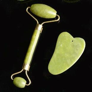Guasha Roller Skin Scraper Set Natural Facial Jade