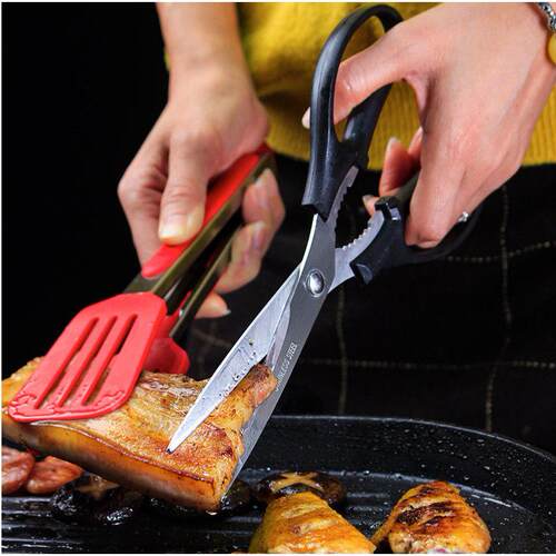 4 in1 Stainless Steel Kitchen Food Tongs Set Buffet Silicone