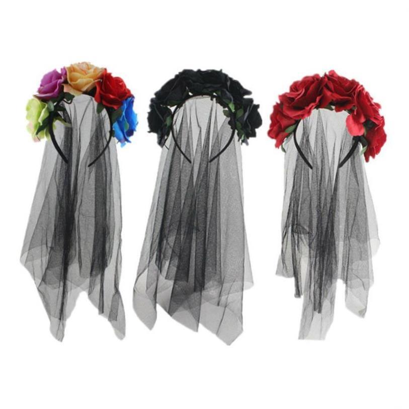 Halloween Day Of the Dead Headband Bride Veil Fancy Dress