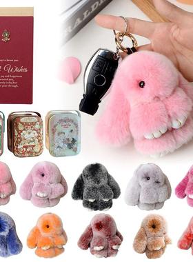 Fluffy Rabbit Fur Pompon Bunny Keychain For Women Girls Bag