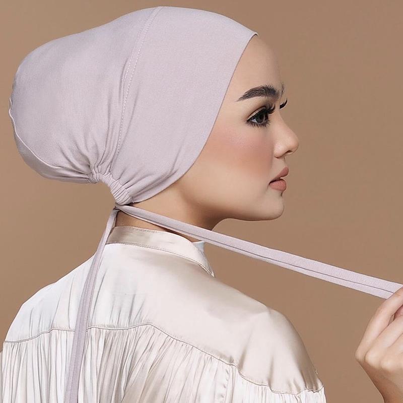 女士头巾帽女纯色松紧弹性民族风打底帽系绳子可调节化疗帽Caps