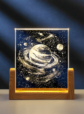 定制LED发光星空水晶相框小夜灯