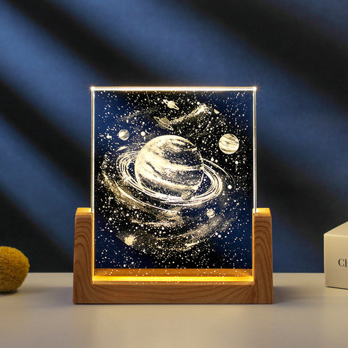 定制LED发光星空水晶相框小夜灯