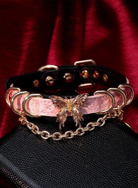 宫廷风重工粉蝶蛇纹宝石项圈