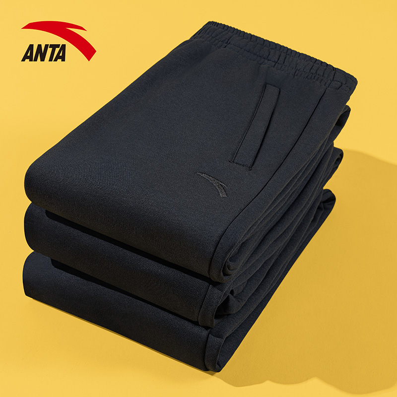 安踏直筒黑色卫裤男款