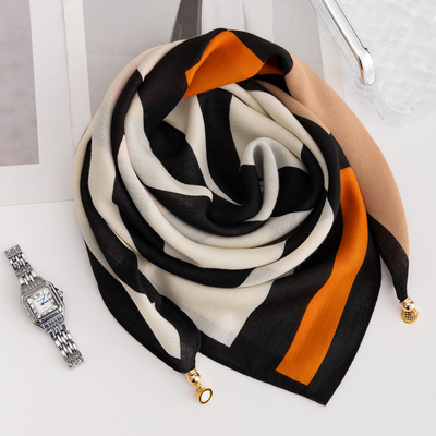 2025新款磁吸扣护颈小围巾女款丝巾三角方巾高级感护脖子秋冬围脖