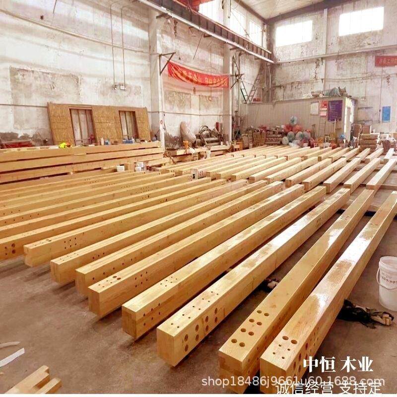 胶合木房梁立柱大型建筑木结构工程重型木方胶合梁木梁古建筑_虎窝淘
