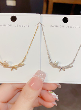 轻奢气质高级感微镶蝴蝶结淡水珍珠项链女小众设计甜美独特锁骨链