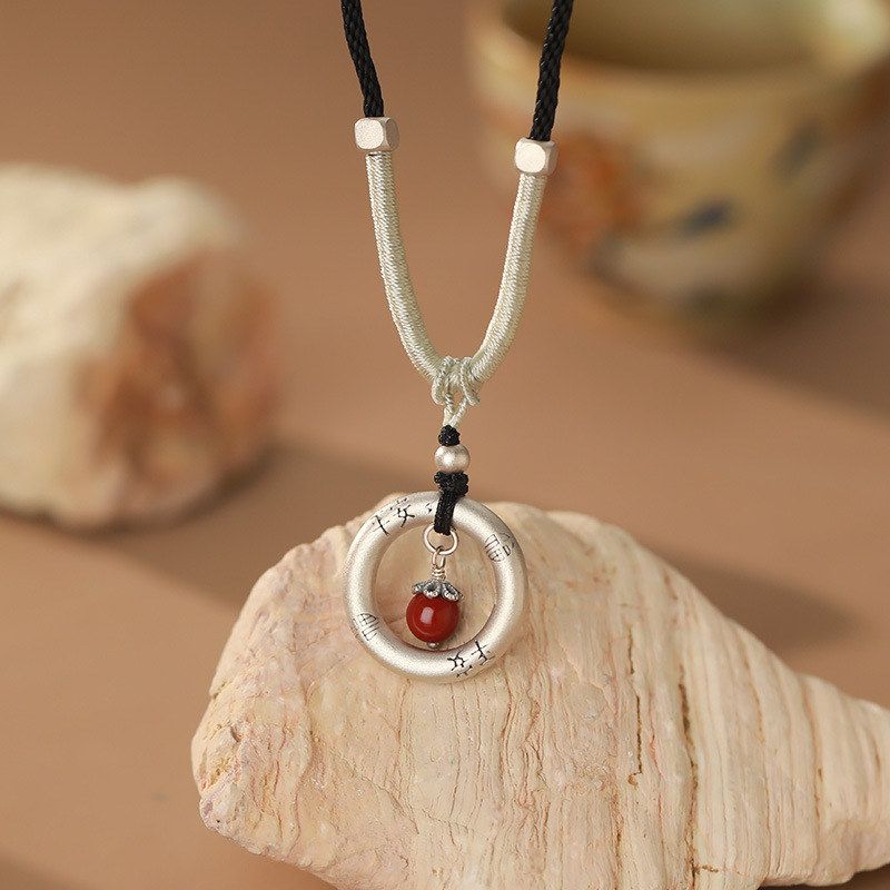 足银S999平安项链做旧复古工艺国风独特个性中式创意锁骨链