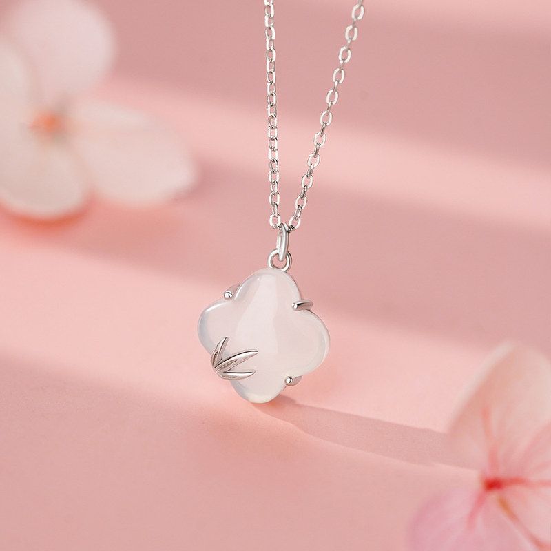 纯银S925四叶草项链清透个性中式国风温柔精致小众锁骨链