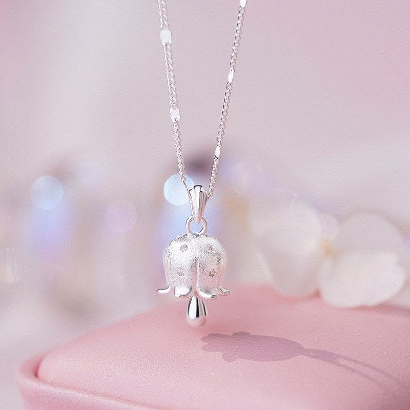 纯银S925铃兰花项链甜美森系精致唯美氛围感小众可爱锁骨链