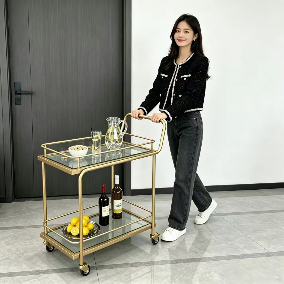轻奢客厅移动餐边推车网红酒水车美容院工具车酒店餐厅上菜小推车