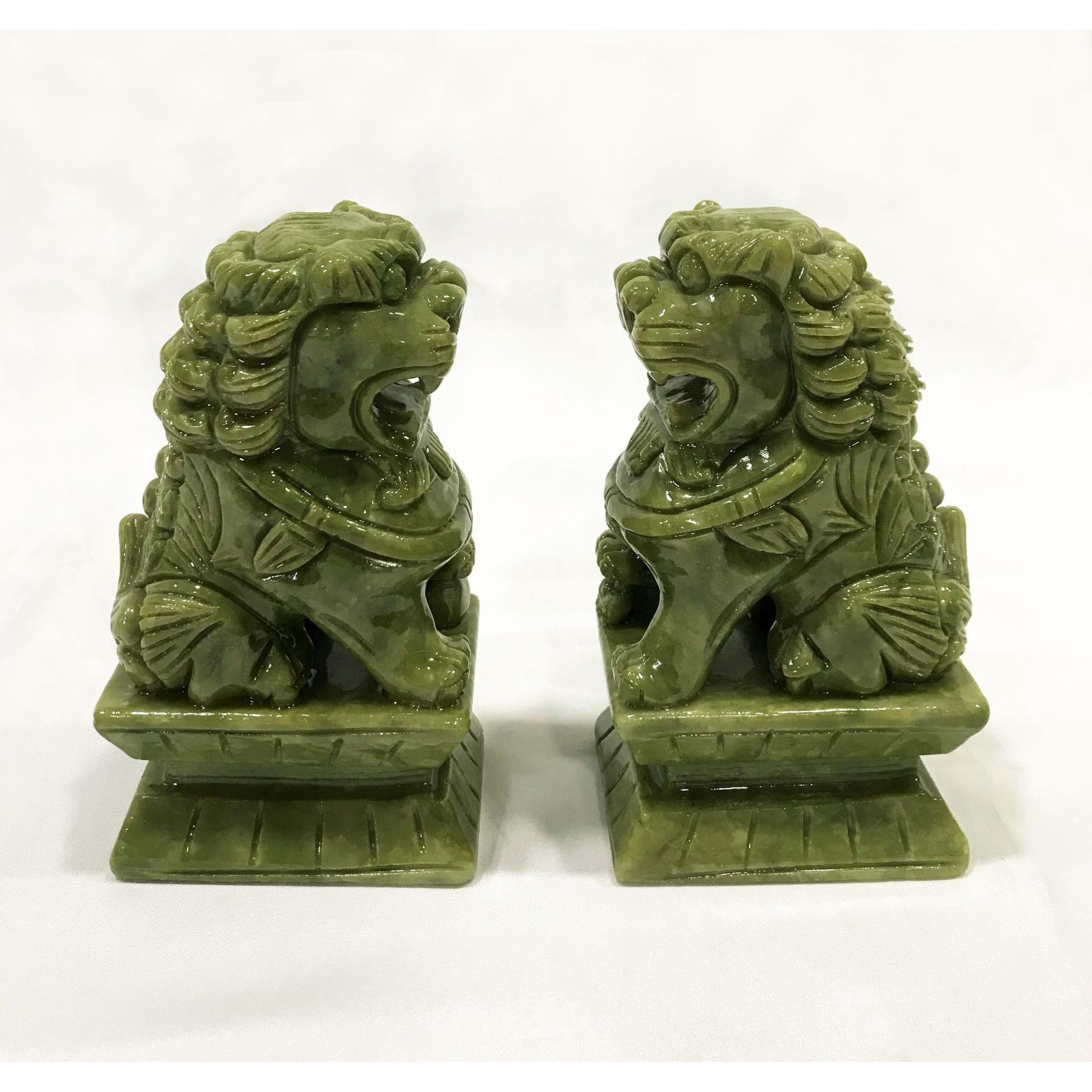 新款青玉玉石狮子装饰工艺品家居古色古香公室观赏家居摆件