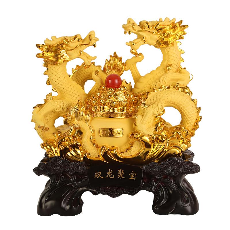 双龙聚宝摆件生肖龙吉祥物家居酒柜玄关装饰酒店店铺开业开张礼品