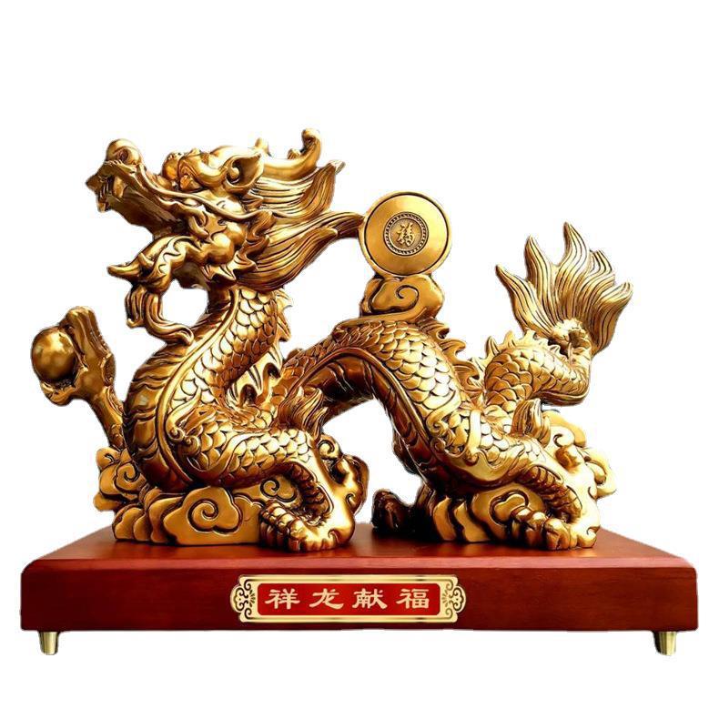 厂家直销绒沙金工艺品树脂龙摆件生肖龙工艺摆件家居保险会销礼品