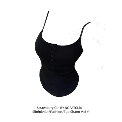 辣妹小众设计感纽扣吊带背心