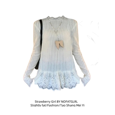 加绒加厚半高领蕾丝内搭女