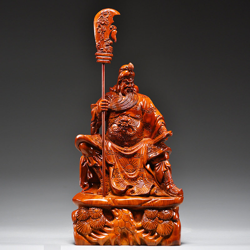 花梨木看书关公摆件夜读春秋武财神立刀关羽关二爷红木雕刻工艺品
