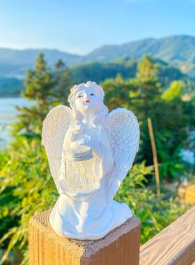 树脂装饰雕像工艺品花园少女天使人物摆件家居庭院太阳能灯
