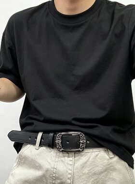意尔康休闲风时尚潮流街头腰带男女复古潮流金属扣头休闲百搭皮带