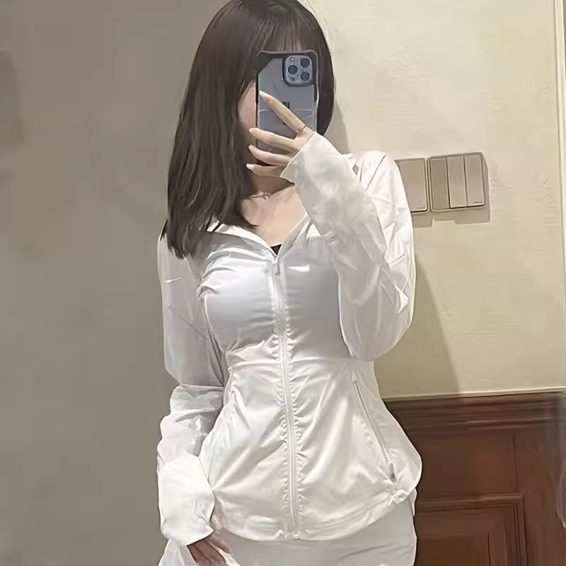 防晒衣女夏季薄款防紫外线连冰丝帽收腰防晒服户外透气皮肤衣外套