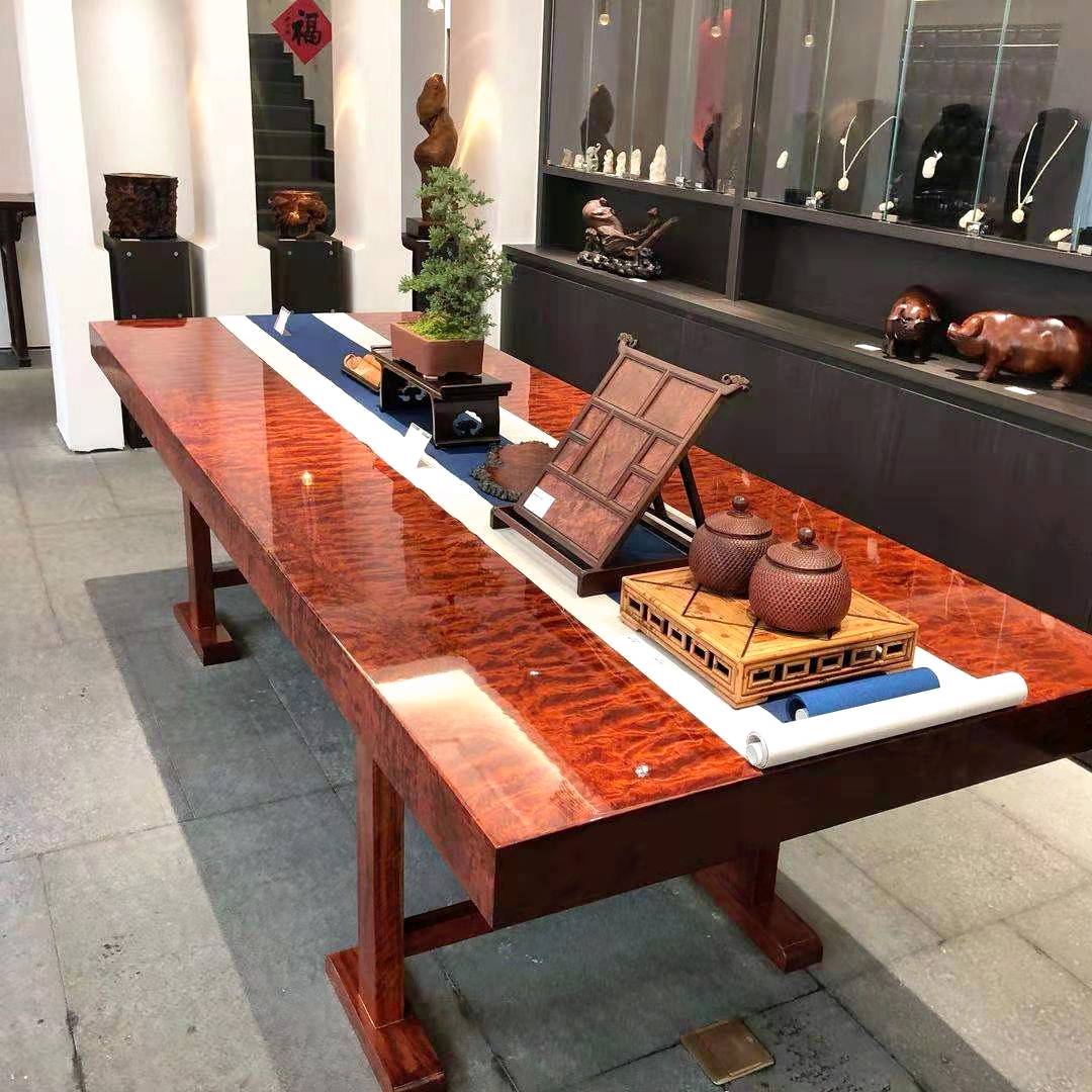 巴花大板茶桌实木原木红木大板桌巴西花梨木茶板台2米18餐桌 整块