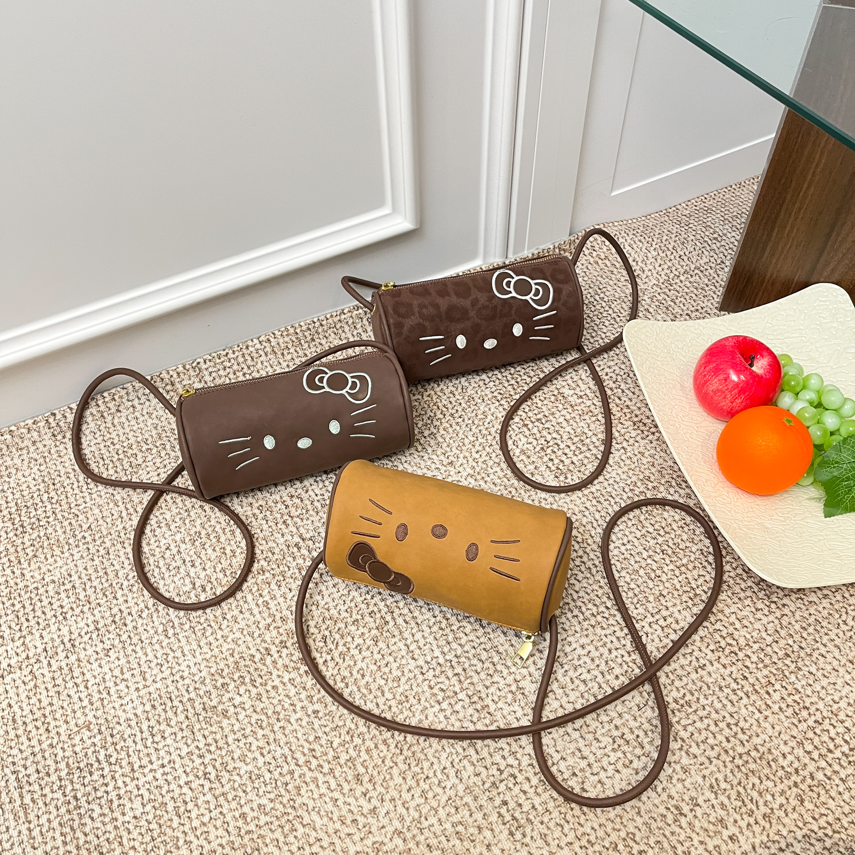 可爱儿童卡通小猫圆筒包