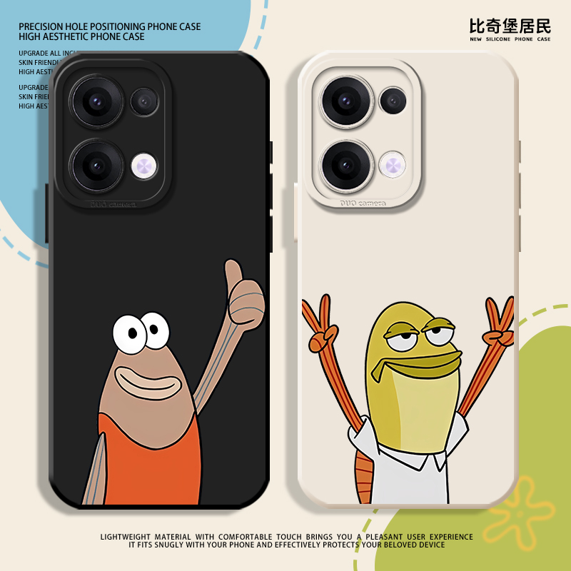 比奇堡居民适用opporeno13手机壳12/11丑鱼rone10/9/14新款op小众findx8spro搞怪vivox200promini/s20趣味s19