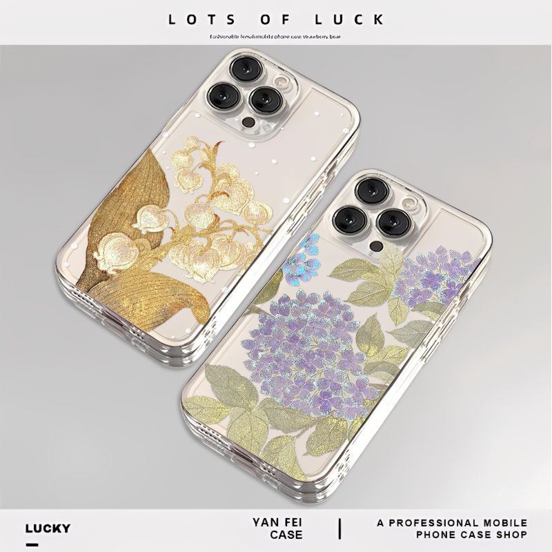 铃兰花适用苹果16pro手机壳iphone13promax透明国风12小众15华为mate70新款pura80小米14高级17绣球花e小清新