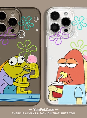 比奇堡居民适用opporeno13手机壳12/11透明15/x9/14/x300新款丑鱼findx8spro搞怪vivox200promini/s20趣味s30