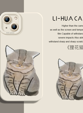 瞌睡狸花猫适用苹果15手机壳iphone14promax猫咪13液态硅胶12mini有趣17新款Por小众个性plus小猫ip高级16套