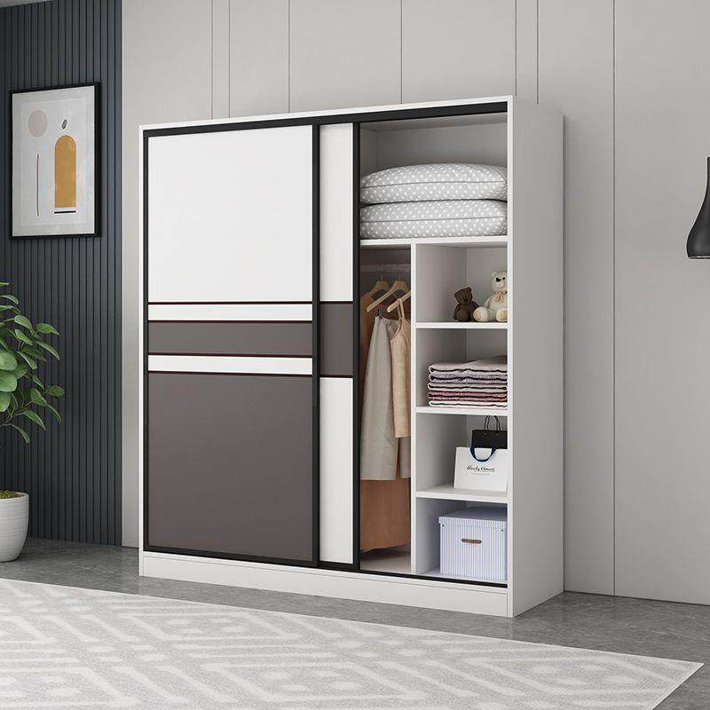 衣柜家用卧室现代简约出租房用北欧柜子推拉门简易组装经济型衣橱