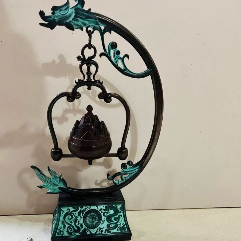合金批发精品仿古做旧龙凤呈祥吊炉摆件合金博山吊炉工艺品