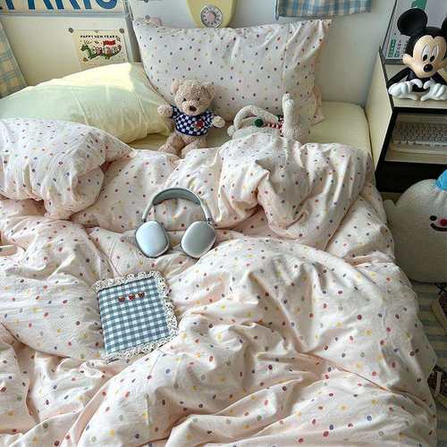 A类母婴级床上四件套纯棉全棉水洗棉被套被罩床笠学生宿舍三件套