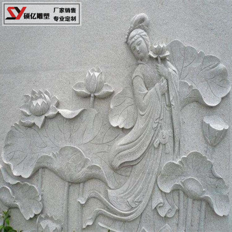 石雕汉白玉龙缸荷花流水养鱼