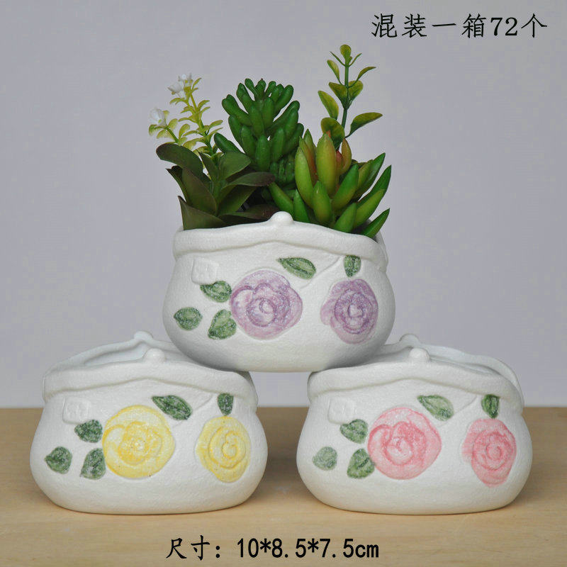 厂家直销陶瓷手绘花盆多肉植物花盆家居园艺花圃花盆批发QT421