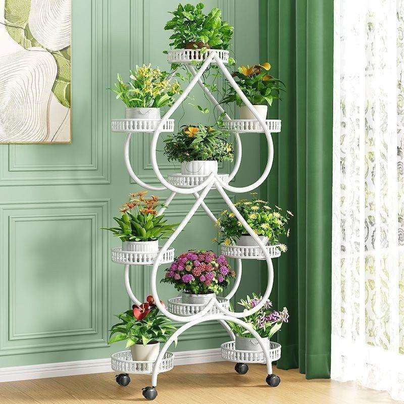 花架家用客厅落地花架子可移动带滚轮家用花架子室内家用高级轻奢