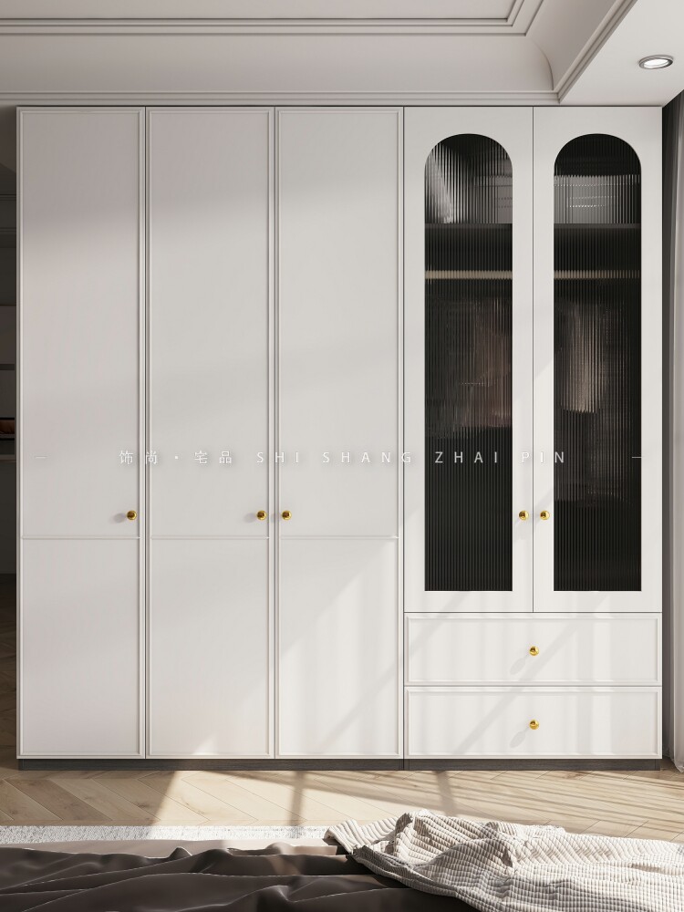 cbd法式奶油风衣柜简约现代卧室收纳柜子家用小户型书桌一体组合